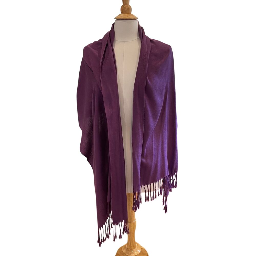 Purple Pashmina Cashmere Wrap/Shawl, Fringe, 26 by 70
